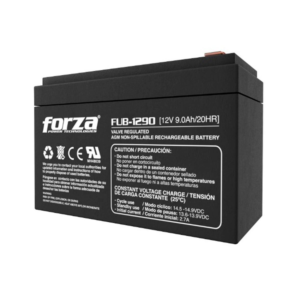 FORZA - BATERIA SELLADA FORZA 12V 9AMP PARA UPS NEGRO PN FZ-FUB-1290