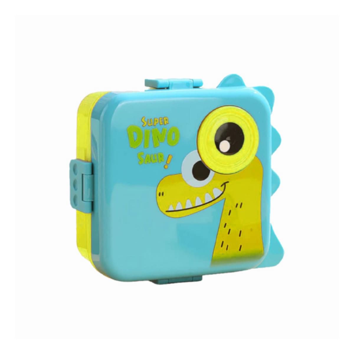 GENERICO - Taper Cuadrado de Dinosurio para Niños 1600ml Celeste