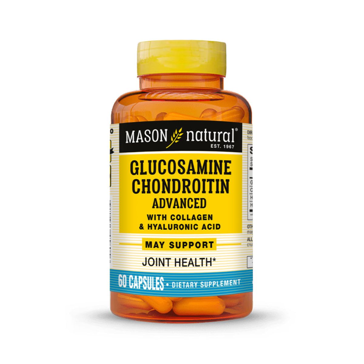MASON NATURAL - Glucosamina Condroitina con Colágeno y Ácido Hialurónico - Mason Natural - 60 Tabletas
