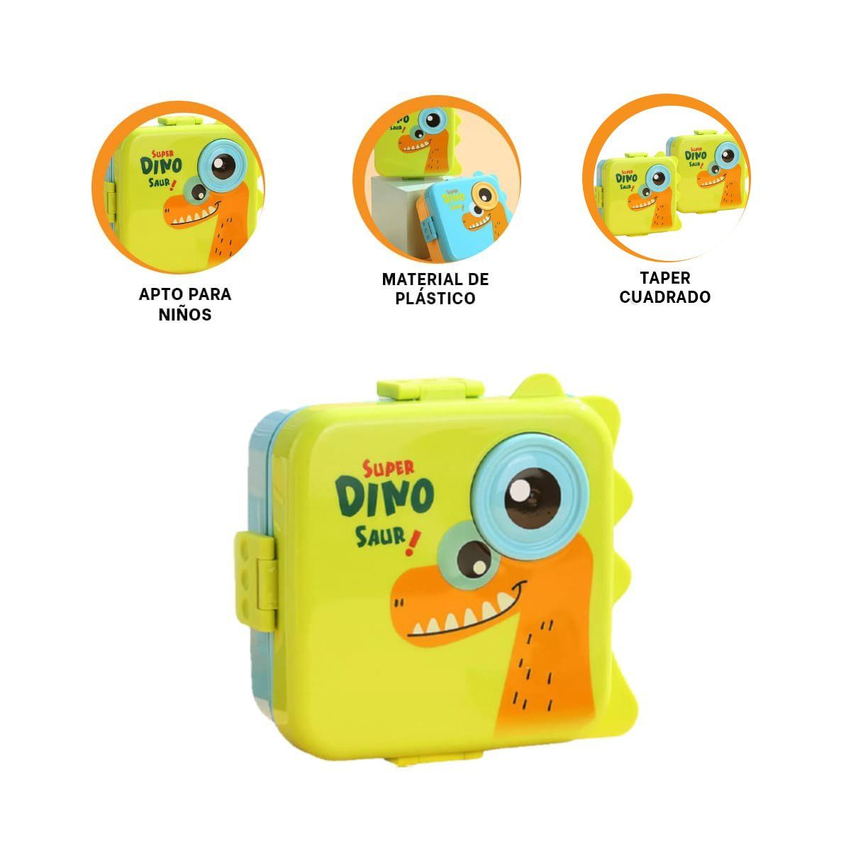 GENERICO - Pack9 Lonchera de Dinosaurio 1600ml Verde Y+Regalo Stickers