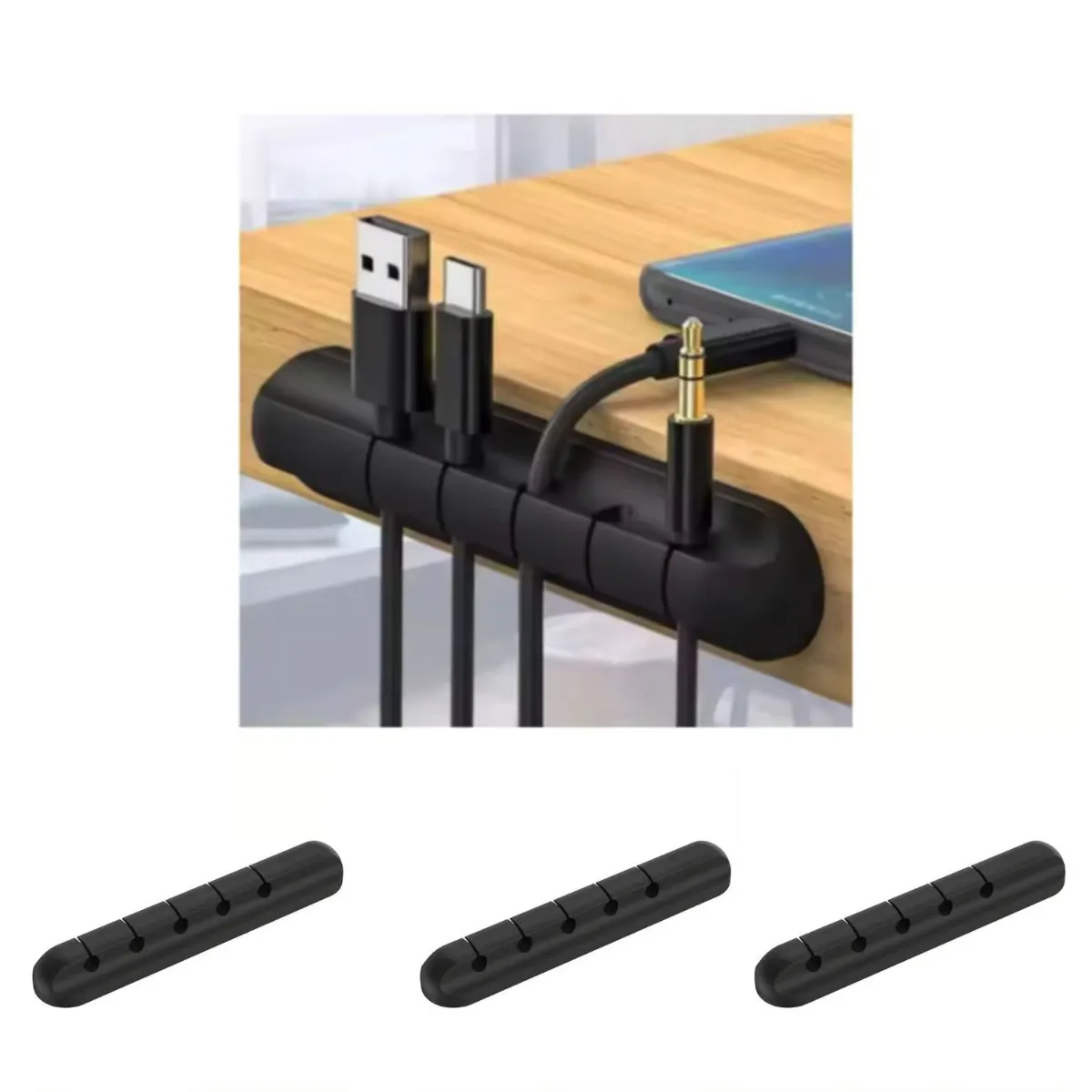 GENERICO - Organizador de cables soporte de cables USB universal flexible