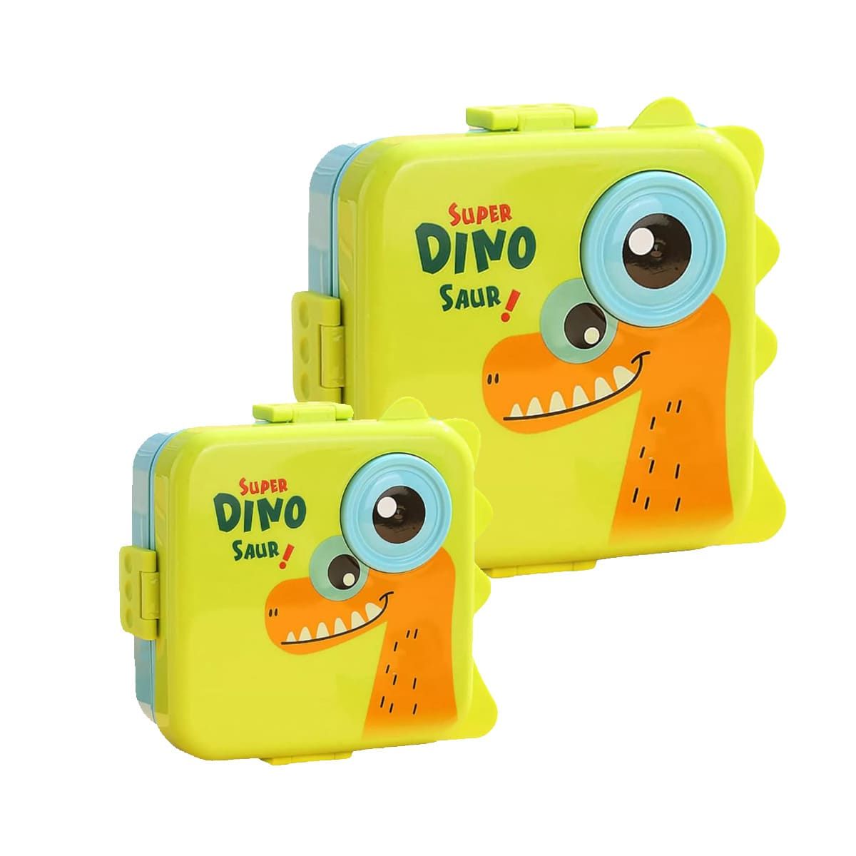 GENERICO - Taper con Diseño Dinosaurio 1600ml Verde Y+Regalo Agendita