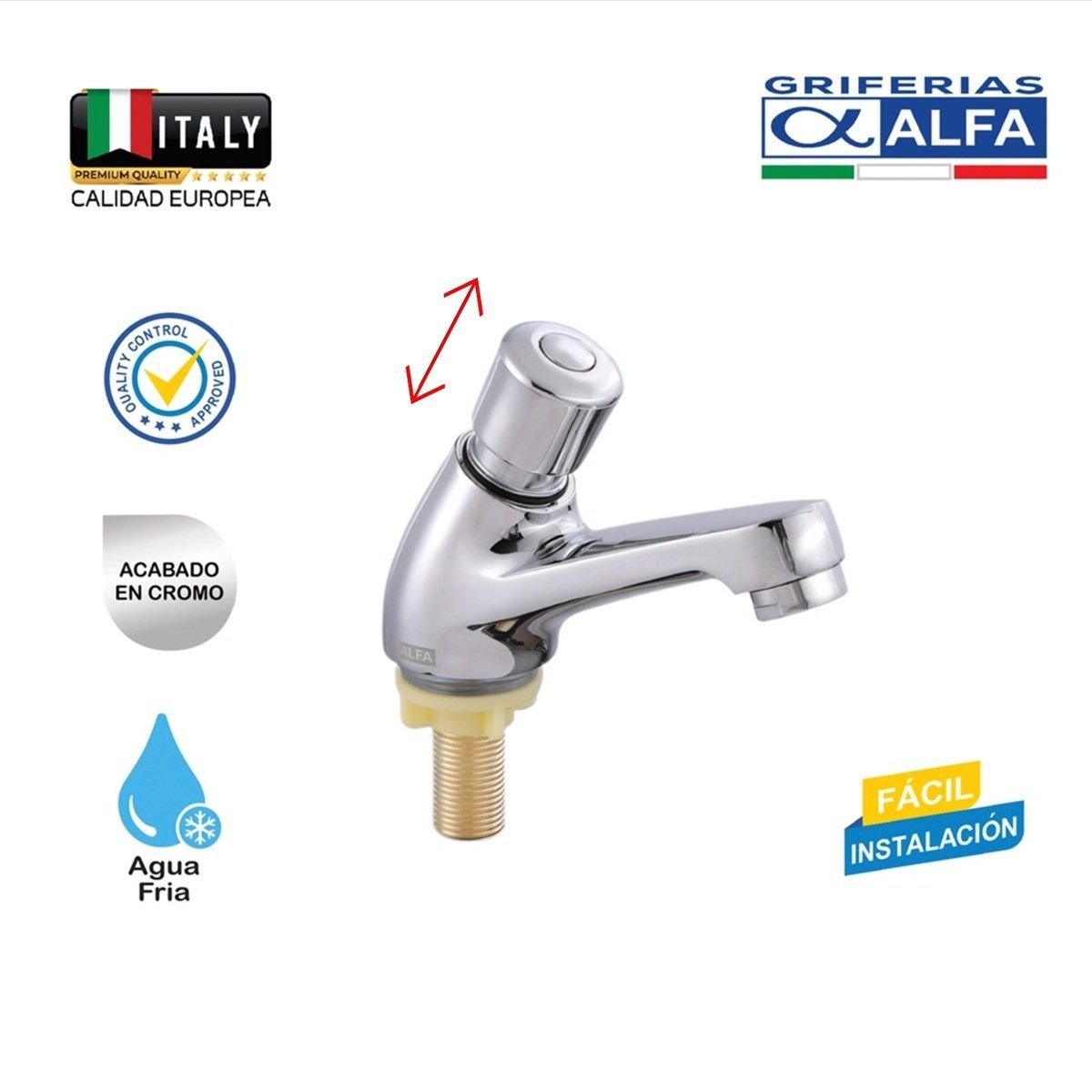ALFA - Llave Temporizador para lavatorio Cromado ALFA