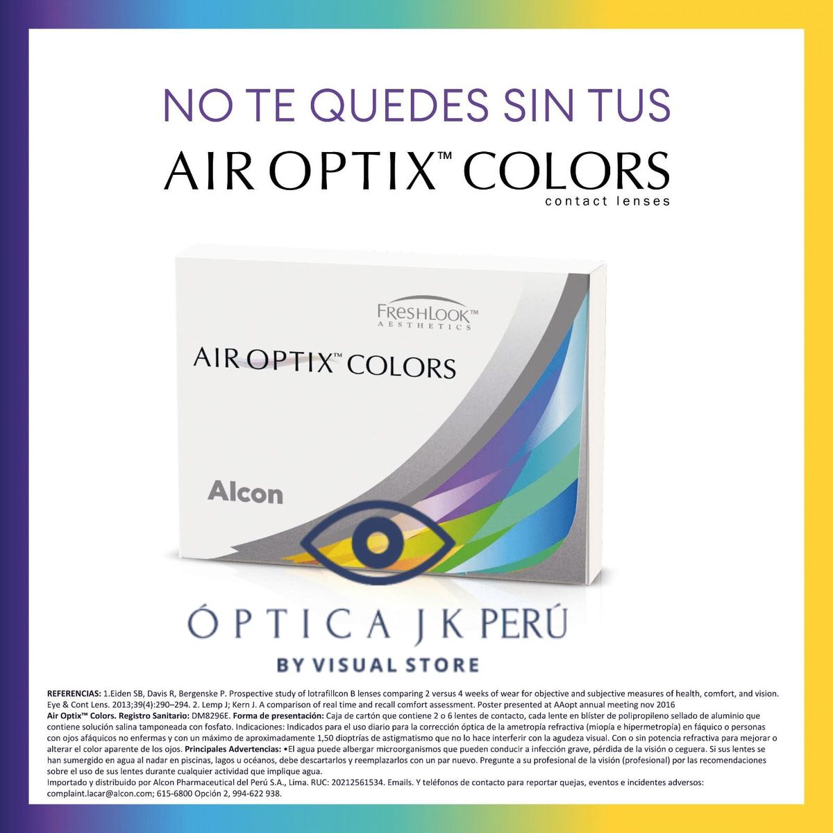 JK - Air Optix Colors Hidrogel de Silicona MIOPÍA -600 GRAY GRIS