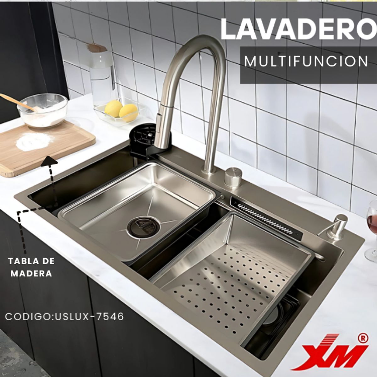 XM - LAVADERO DE COCINA MULTIFUNCIONAL PLOMO USLUX-7546
