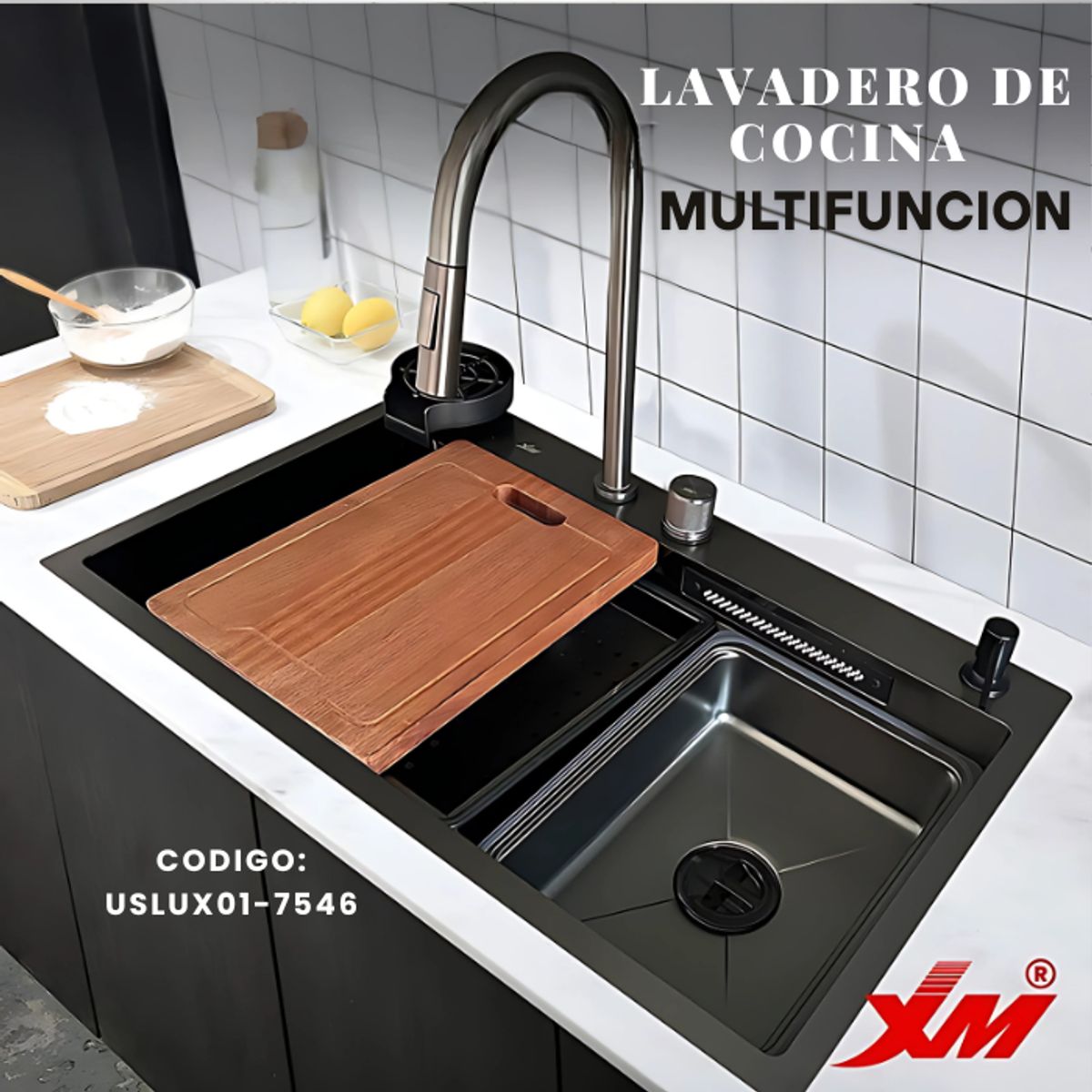 XM - LAVADERO DE COCINA MULTIFUNCIONAL NEGRO USLUX01-7546