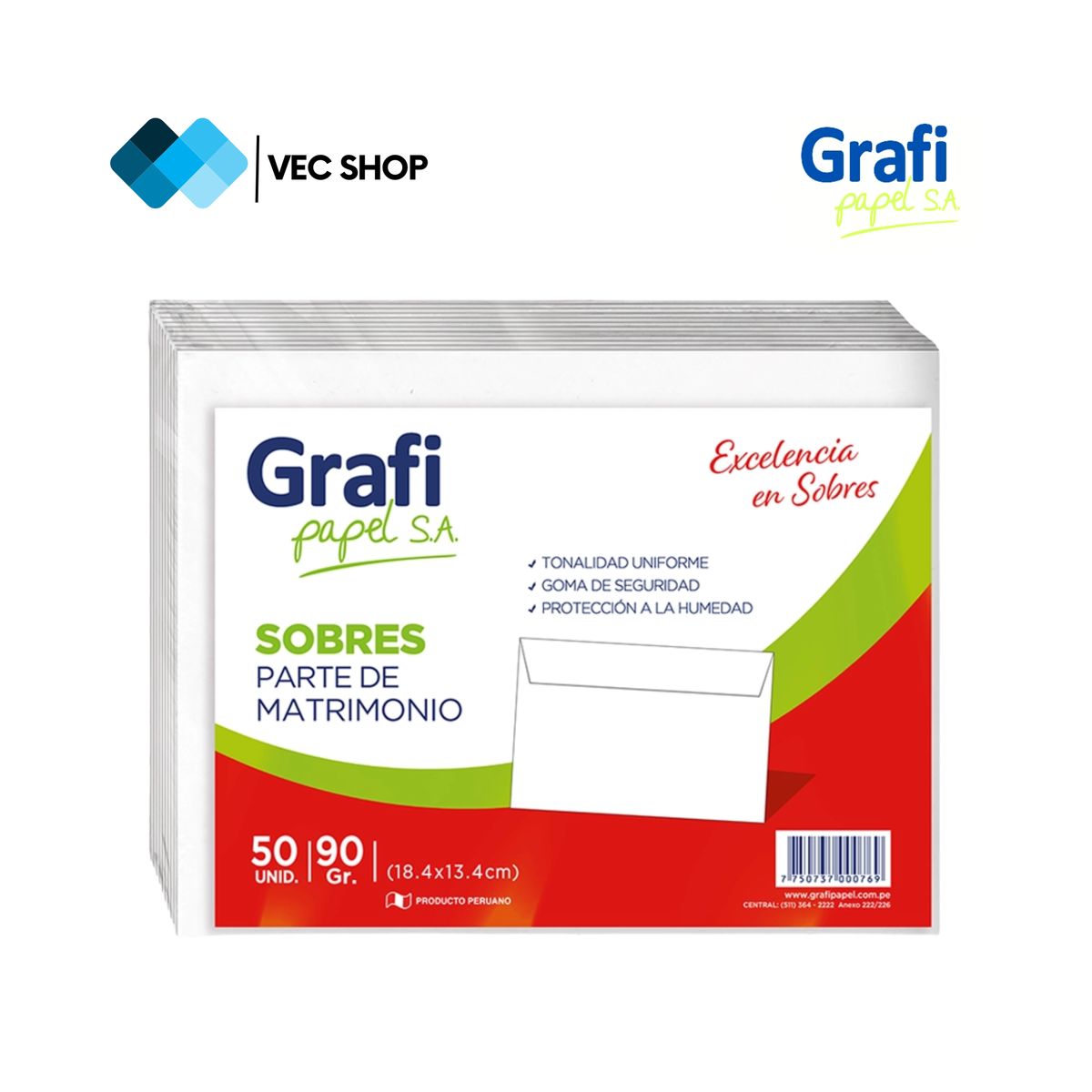 GRAFI PAPEL SA - Sobres Blanco Bond Parte Matrimonial 135x185cm 90gr 50und