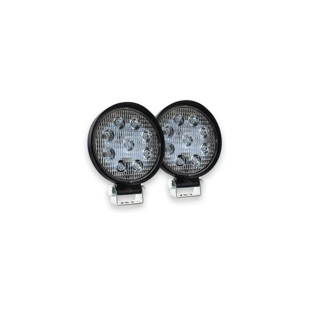 GENERICO - Par Faros 9 Led Redondos Luz Fija Slim 27W