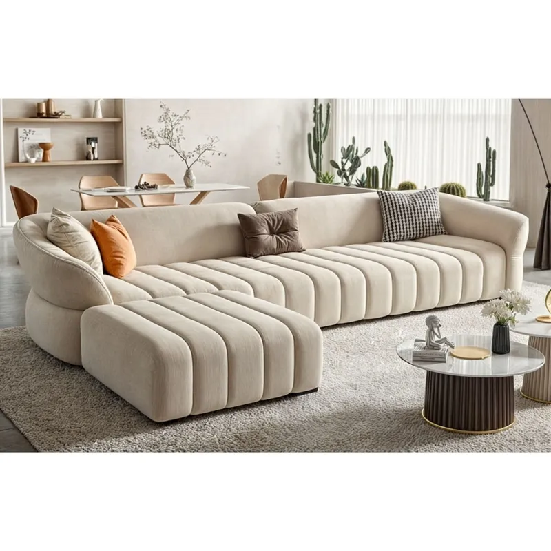 GENERICO - Sofá Seccional Versalle 4 Cuerpos + Puff - Ivory