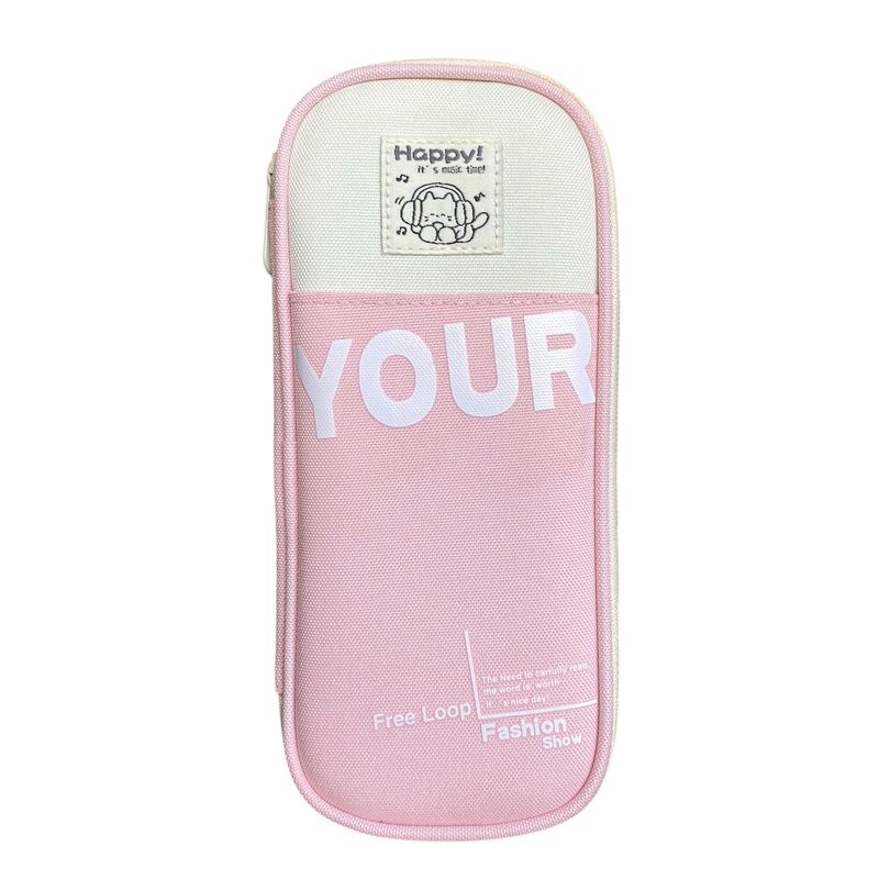 GENERICO - Cartuchera Escolar Kawaii Rosa 22x10cm