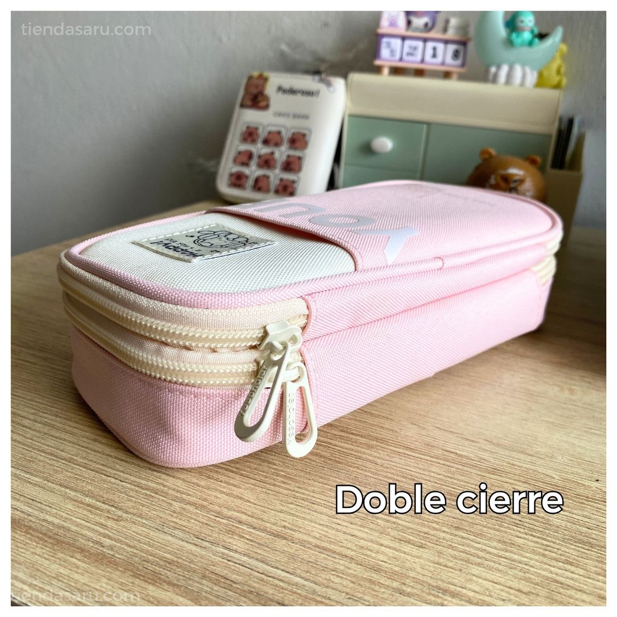 GENERICO - Cartuchera Escolar Kawaii Rosa 22x10cm