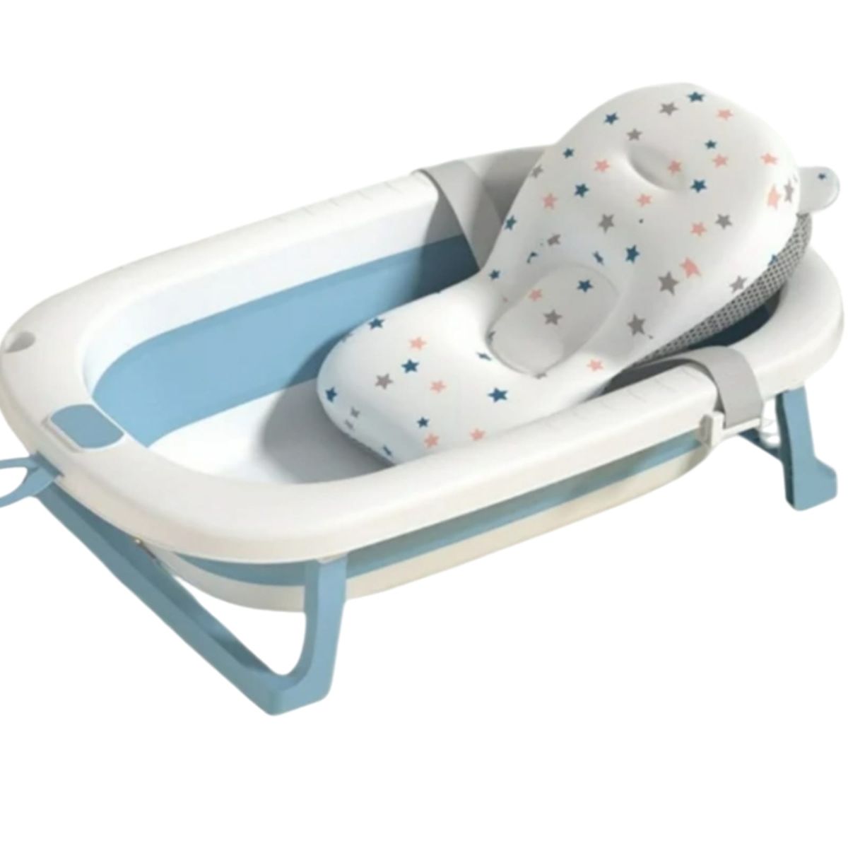EBABY - Cuna Colecho NALA AZUL+ Colchón BLANCO +tina con cojín CELESTE