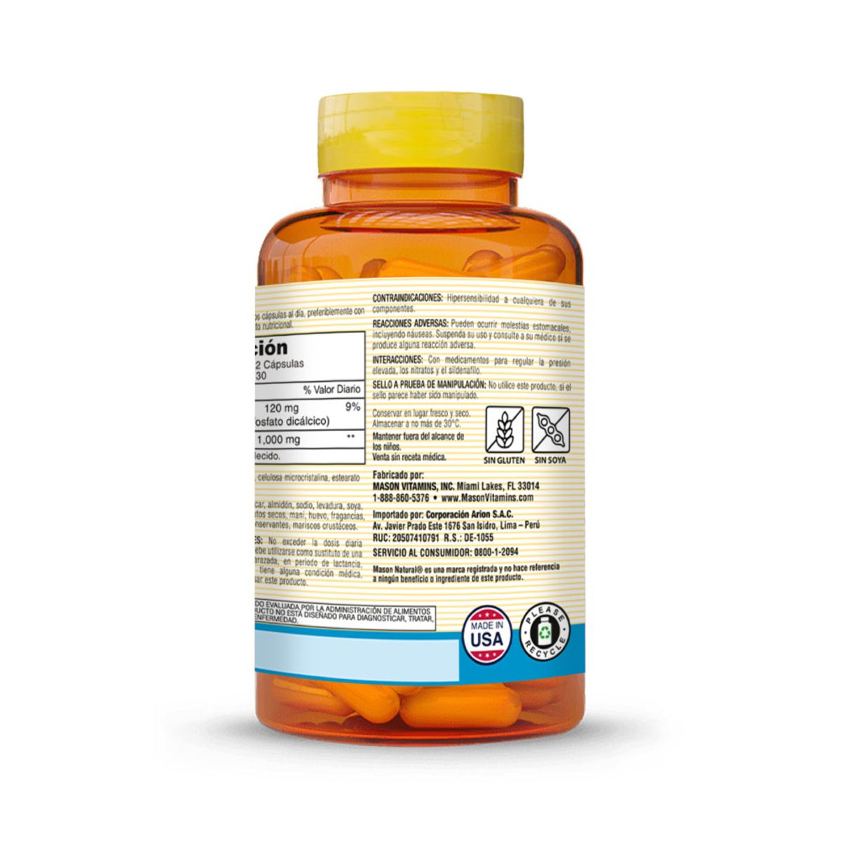MASON NATURAL - L-Arginina 500 MG - Mason Natural - 60 Cápsulas