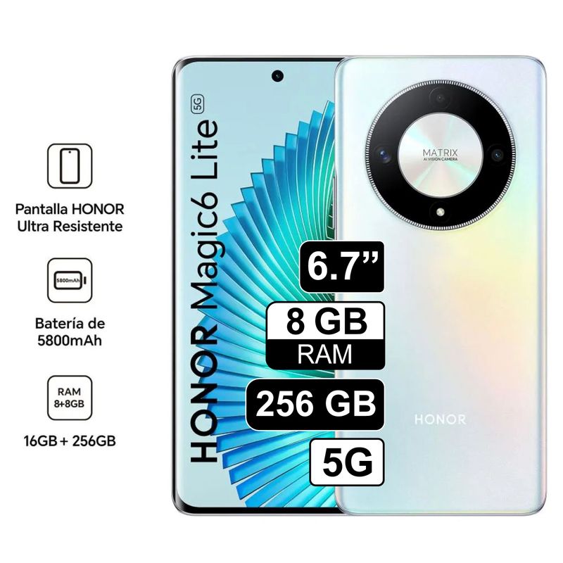 HONOR - Celular HONOR Magic 6 Lite 256GB 8GB Ram 6.7" Pulg Color Titanium Silver