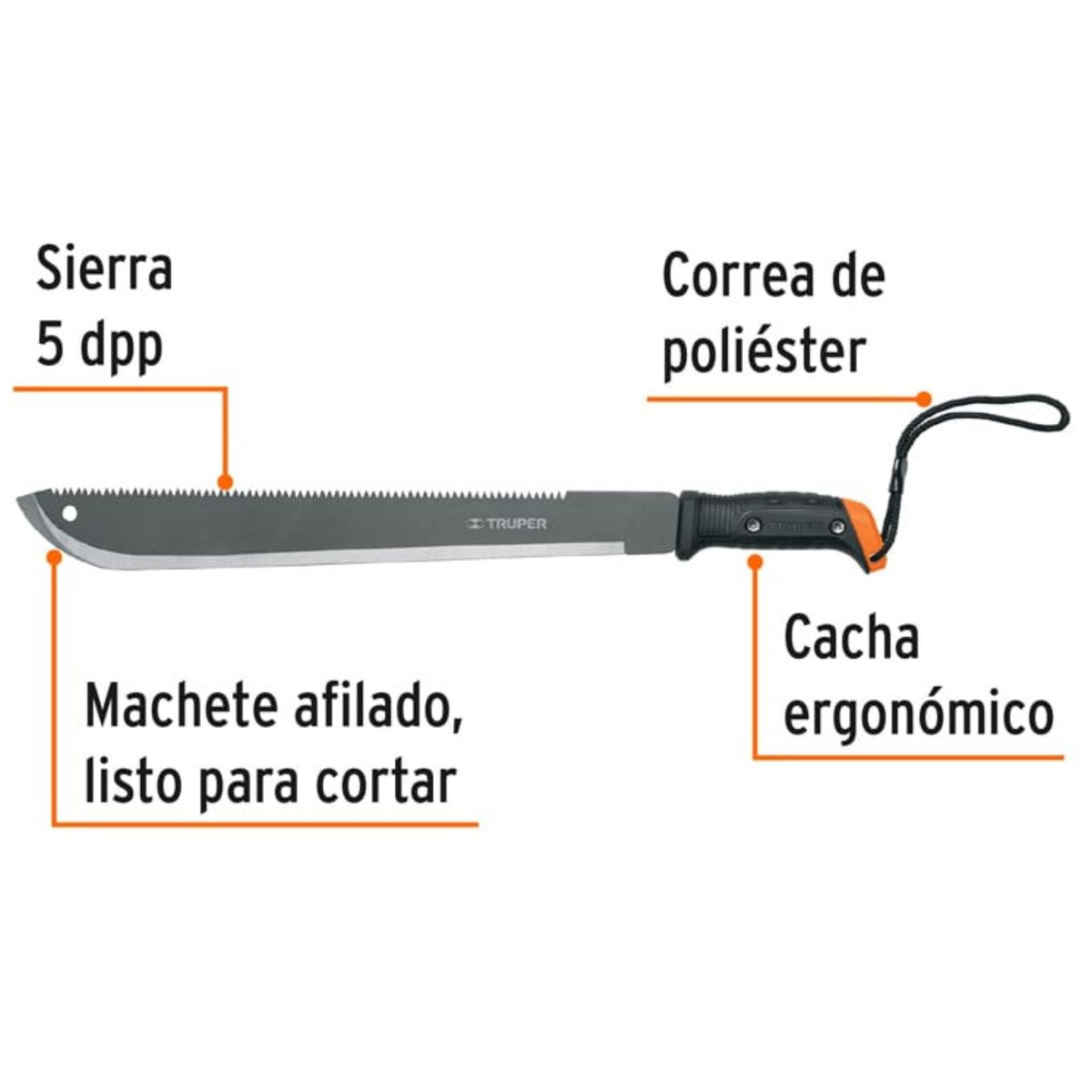 TRUPER - Machete serrucho doble propósito 18 pulgadas Truper