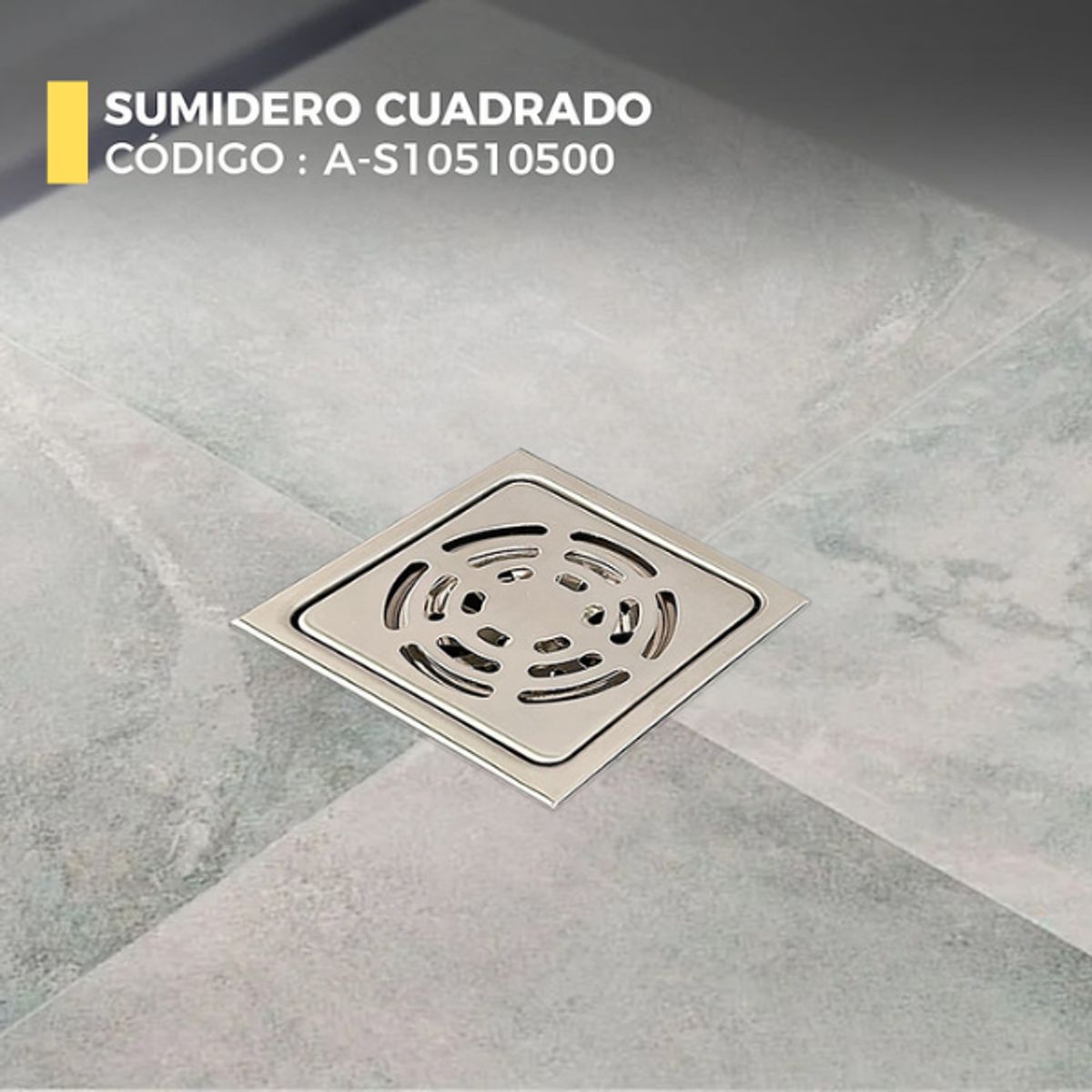 XM - SUMIDERO CUADRADO DE ACERO 10X10 CM BRILLANTE A-S10510500