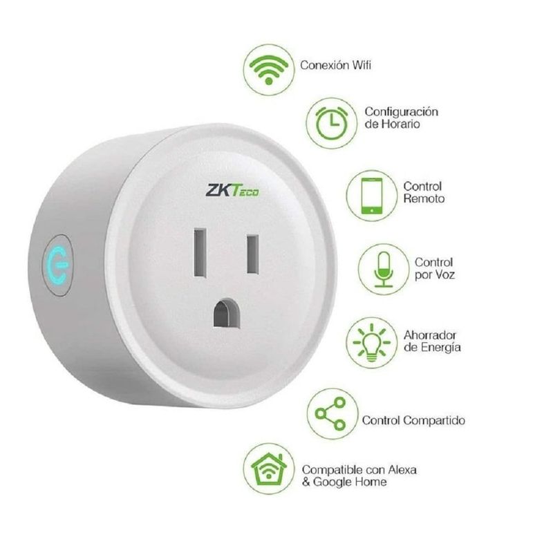 ZKTECO - Temporizador Enchufe Inteligente Smart Wifi SP1 zkteco Alexa Google