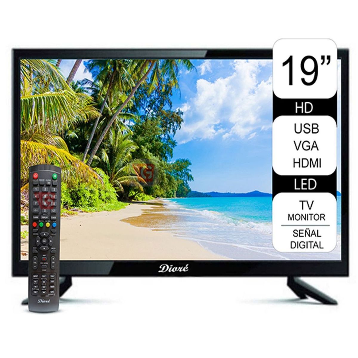 DIORE - Televisor Dioré DS19D LED 19” Digital HD + Antena Señal Digital HDTV