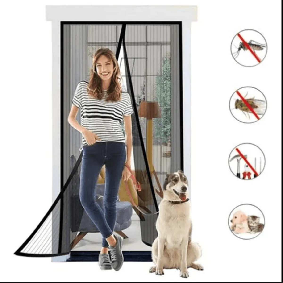 GENERICO - Cortina Malla Antimosquitos Imantada Para Puertas