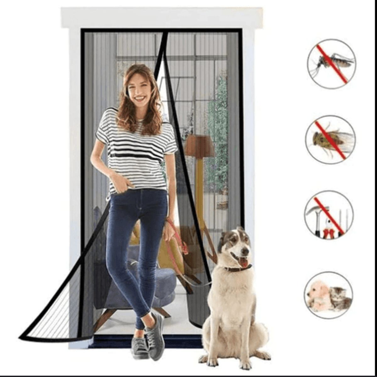 GENERICO - Cortina Malla Antimosquitos Imantada Para Puertas