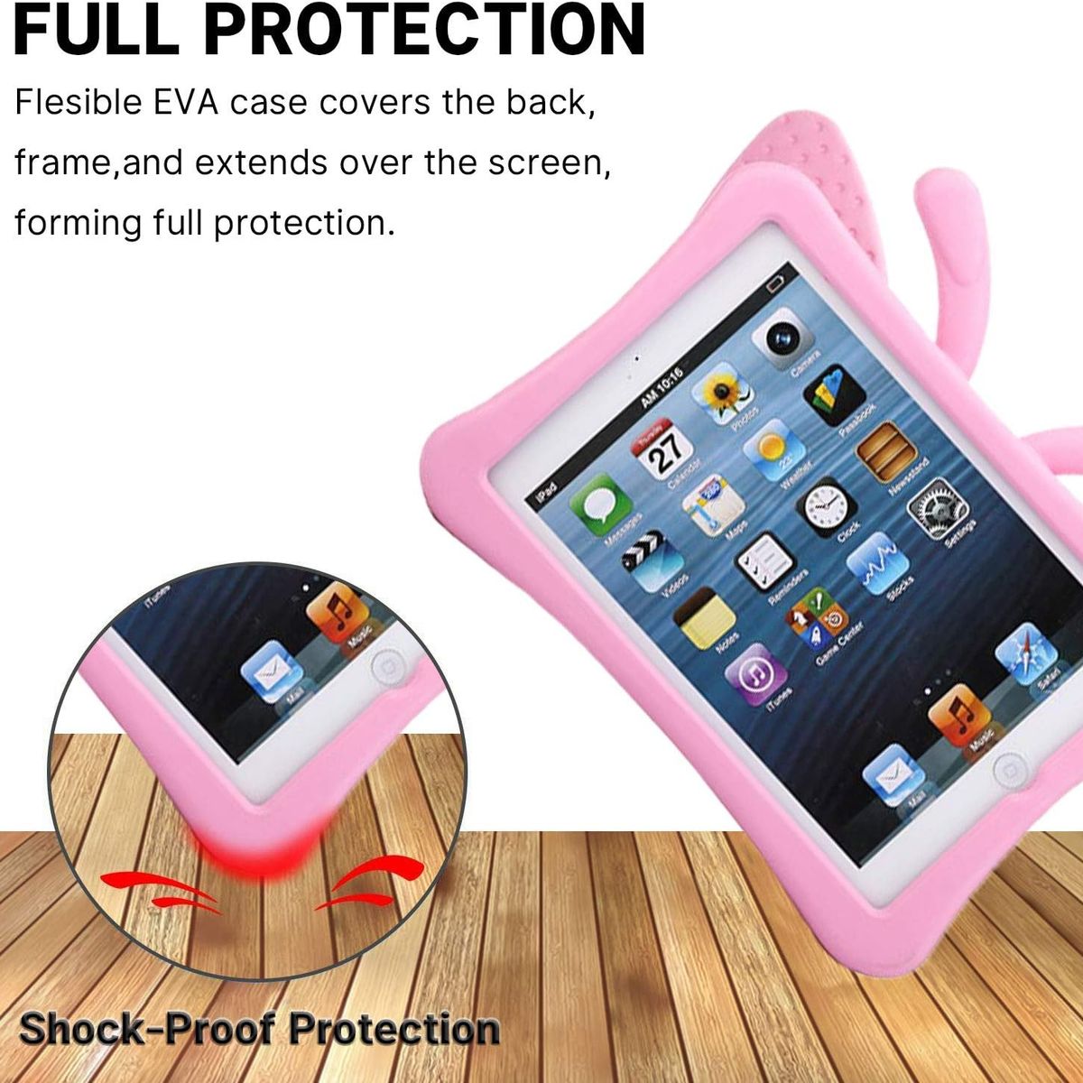 FUNDAANTIGOLPES - Funda de Goma con Diseño Mariposa para IPAD 10,2 8va generacion ROSADO