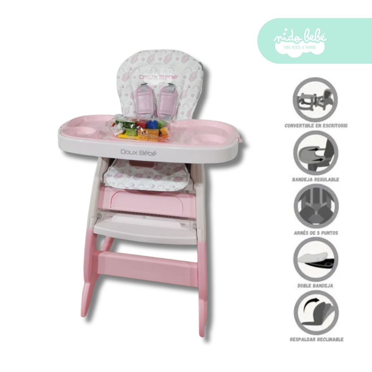 GENERICO - Silla De Comer convertible en Carpeta Duox baby rosada