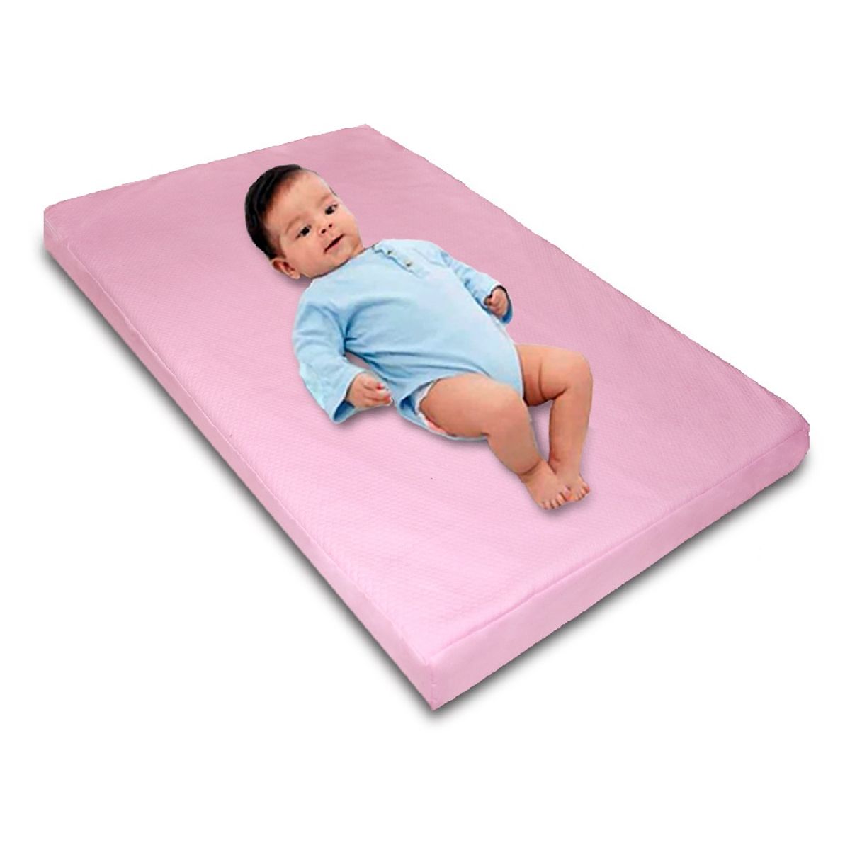 TERAFLEX - COLCHON TOPPER CUNA BEBE MEMORY FOAM IMPERMEABLE ROSADO TERAFLEX