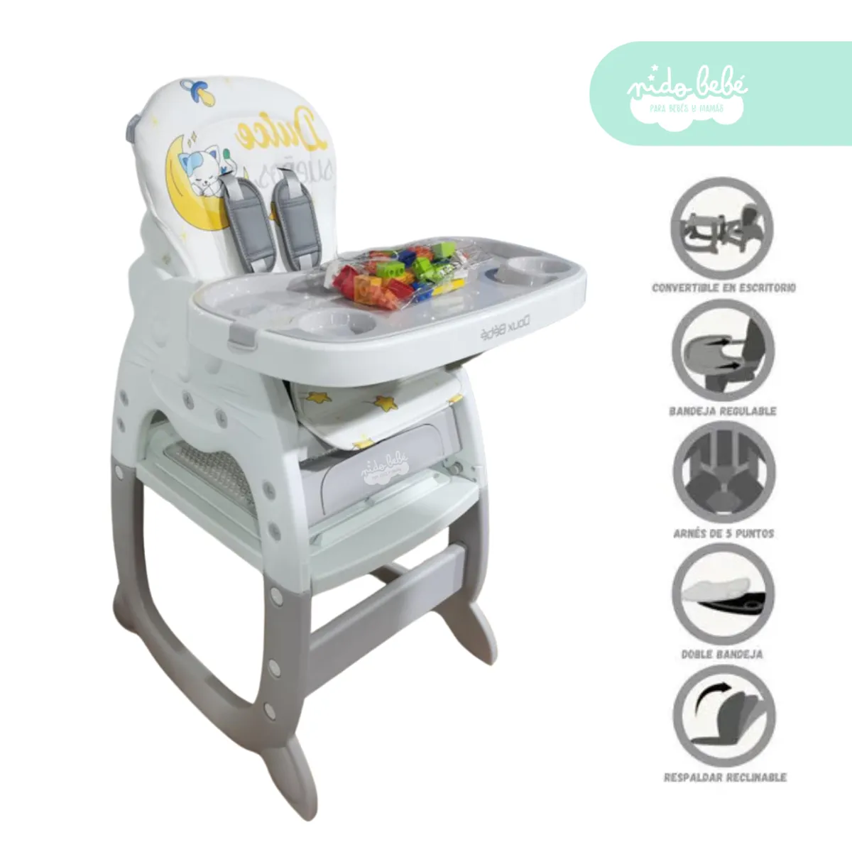 GENERICO - Silla De Comer convertible en Carpeta Duox baby plomo