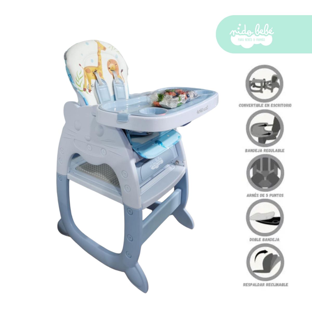 GENERICO - Silla De Comer convertible en Carpeta Duox baby azul