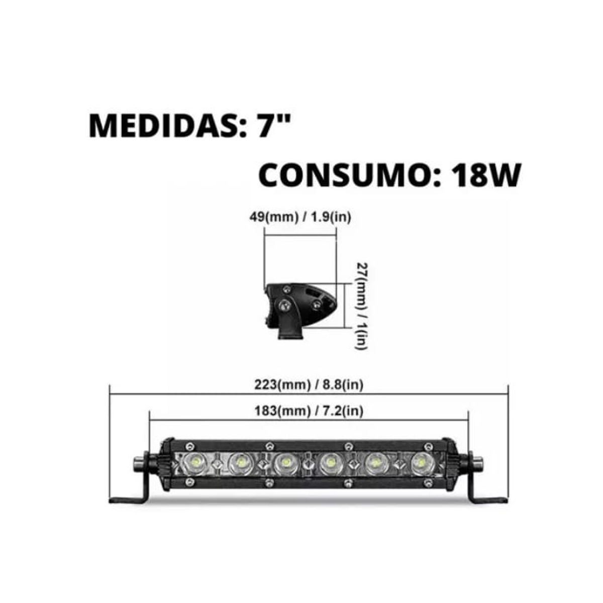 GENERICO - Barra 6 Led 18w Slim Con Estrobo 5 funciones