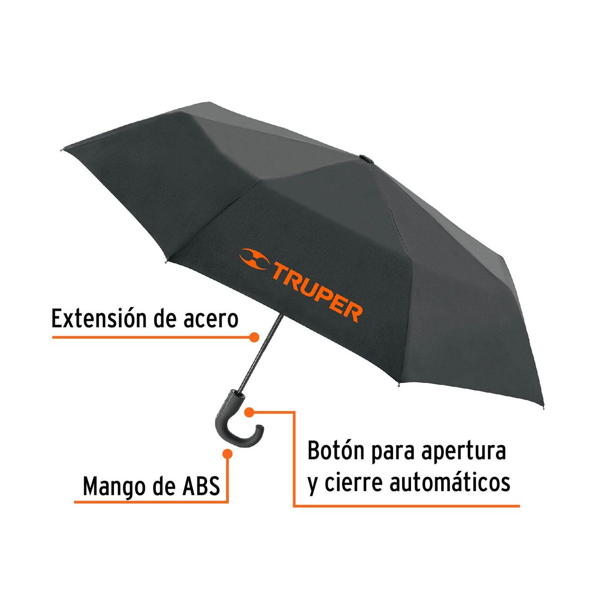 TRUPER - Paraguas compacto retráctil sombrilla de 100 cm, Truper