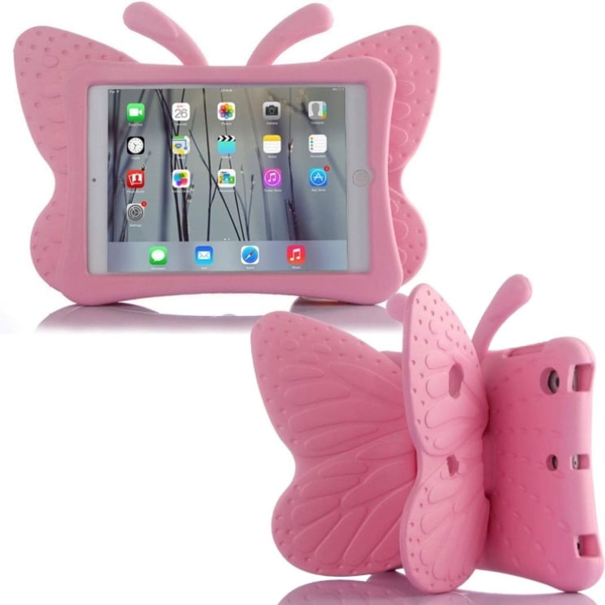 FUNDAANTIGOLPES - Funda de Goma con Diseño Mariposa para IPAD 10,2 9na generacion ROSADO