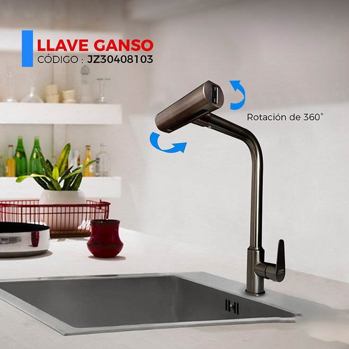 XM - GRIFERÍA DE COCINA RETRACTIL AL MUEBLE GRIS JZ30408103