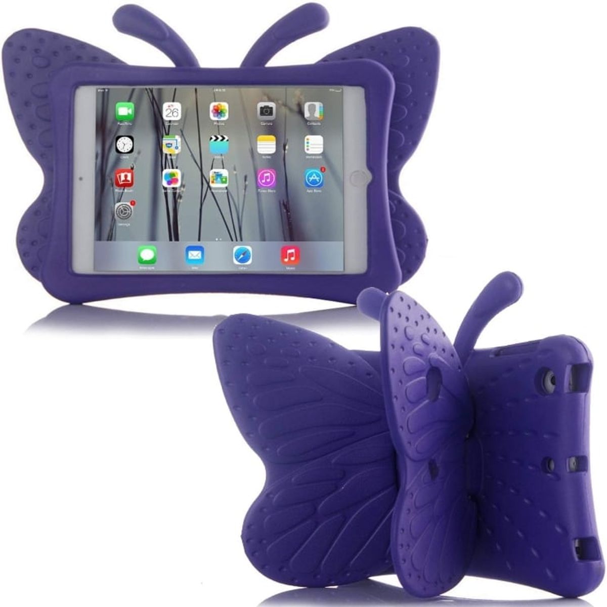 FUNDAANTIGOLPES - Funda de Goma con Diseño Mariposa para IPAD 10,2 9na generacion MORADO