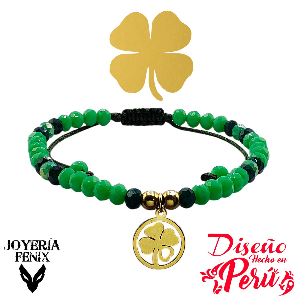 JOYERIA FENIX - Pulsera Trébol Ajustable - Joyería Fénix