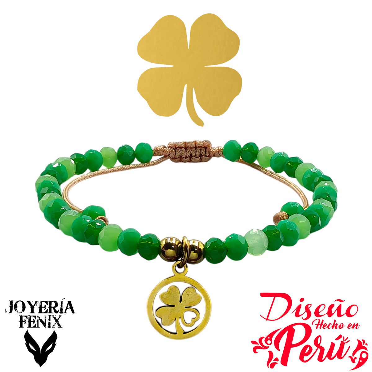 JOYERIA FENIX - Pulsera Trébol Ajustable - Joyería Fénix