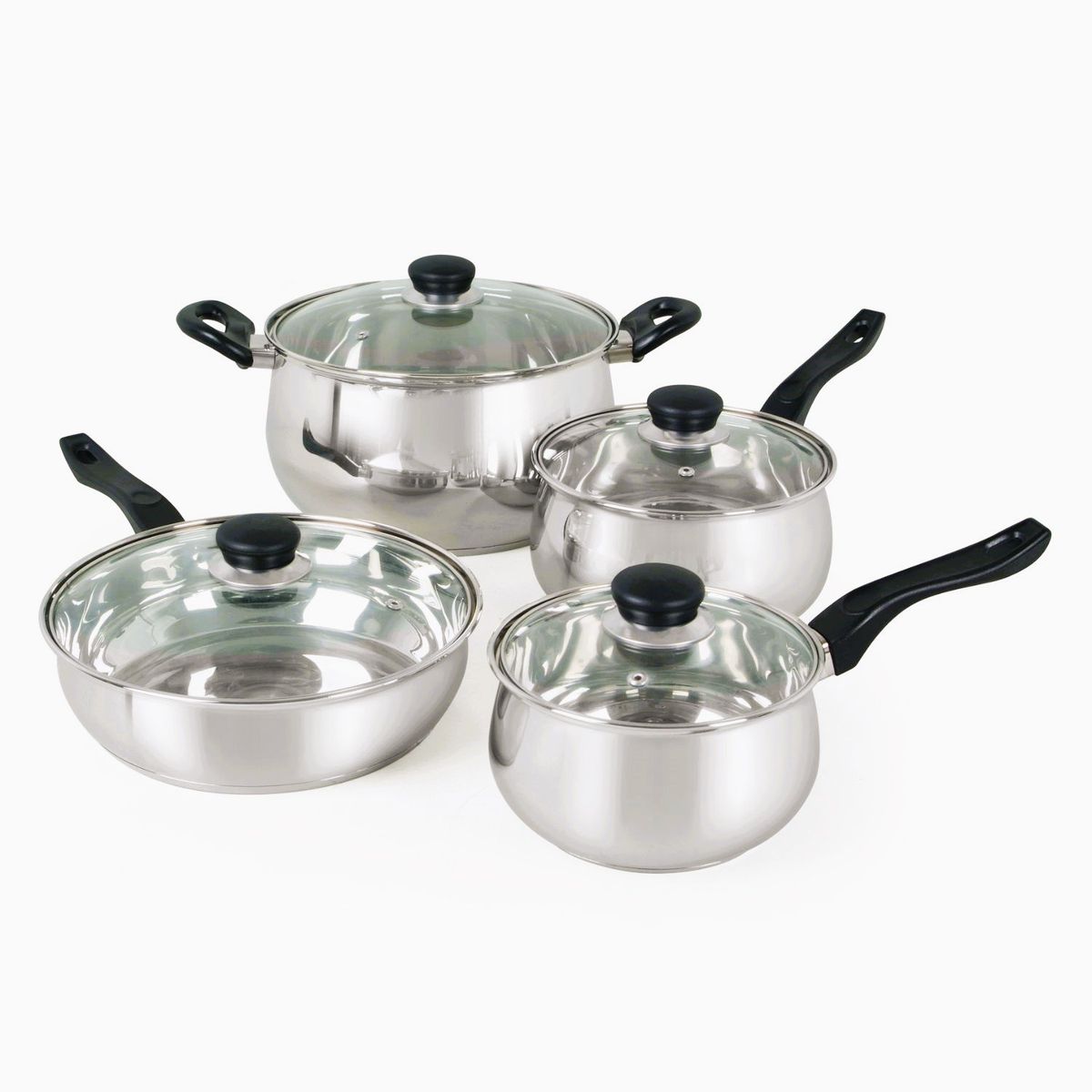 OSTER - Juego de Ollas Oster Rametto 8 piezas Acero Inoxidable Plateado