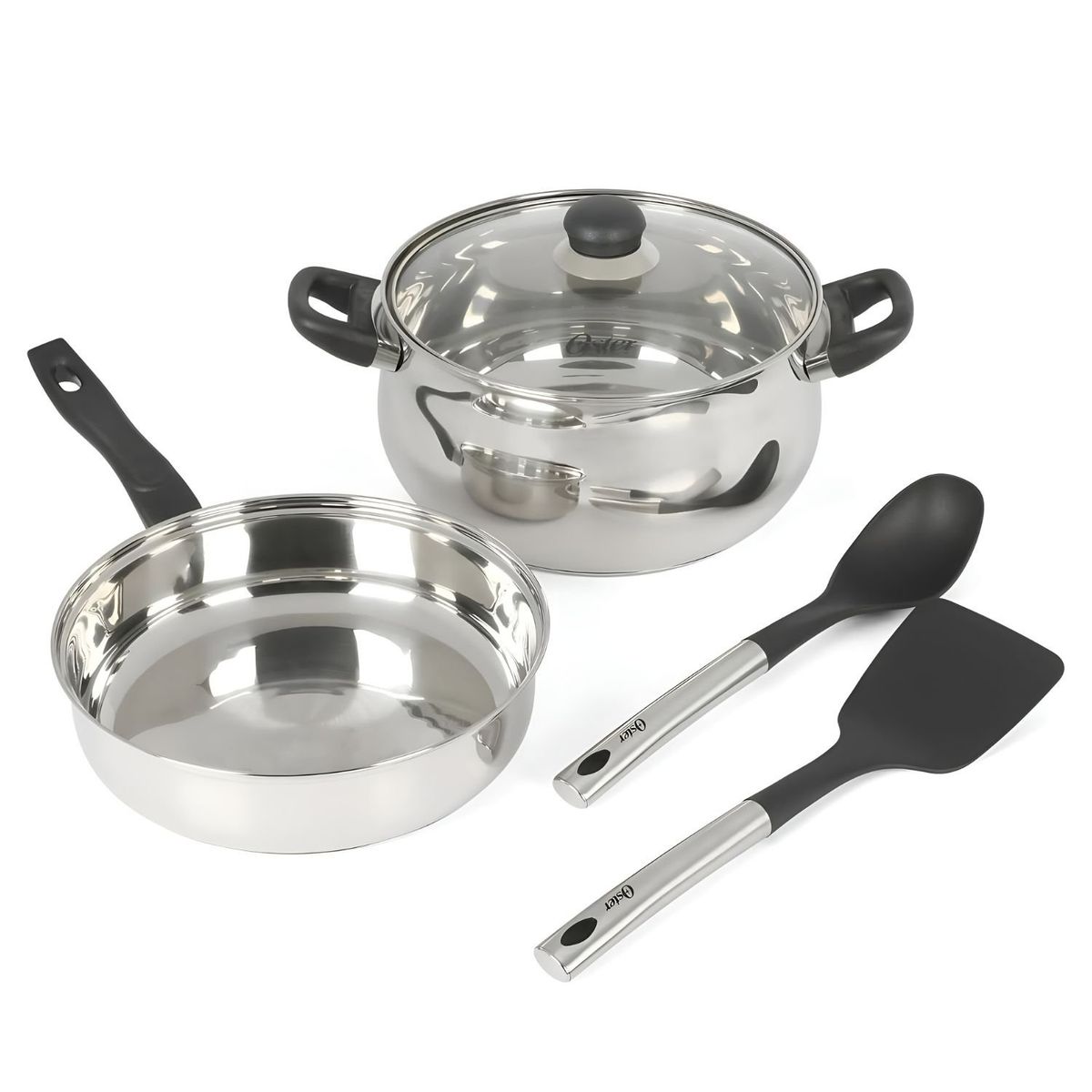 OSTER - Juego de Ollas Oster Rametto 8 piezas Acero Inoxidable Plateado