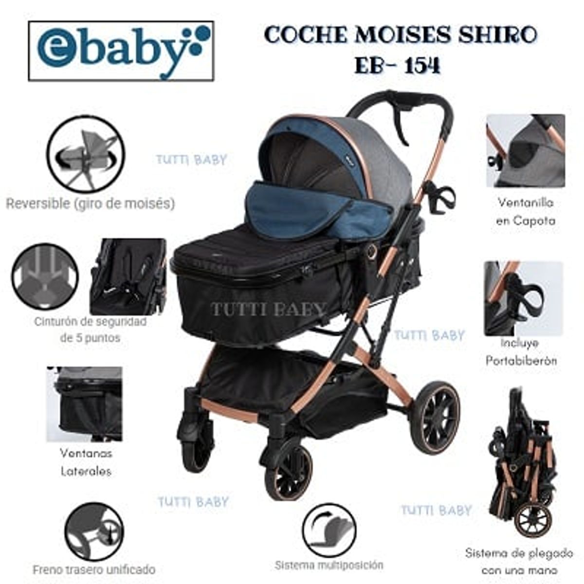 EBABY - COCHE MOISES SHIRO AZUL