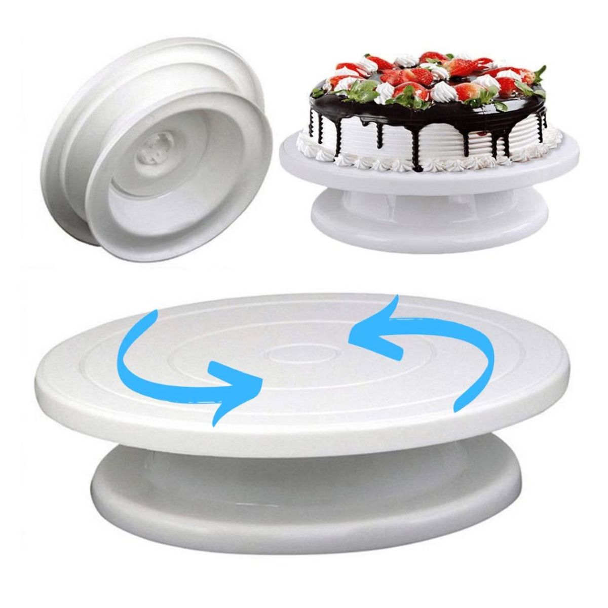 GENERICO - Soporte Giratorio Blanco Para Torta open box