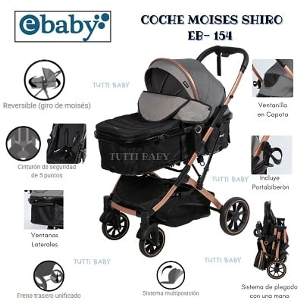 EBABY - COCHE MOISES SHIRO - GRIS