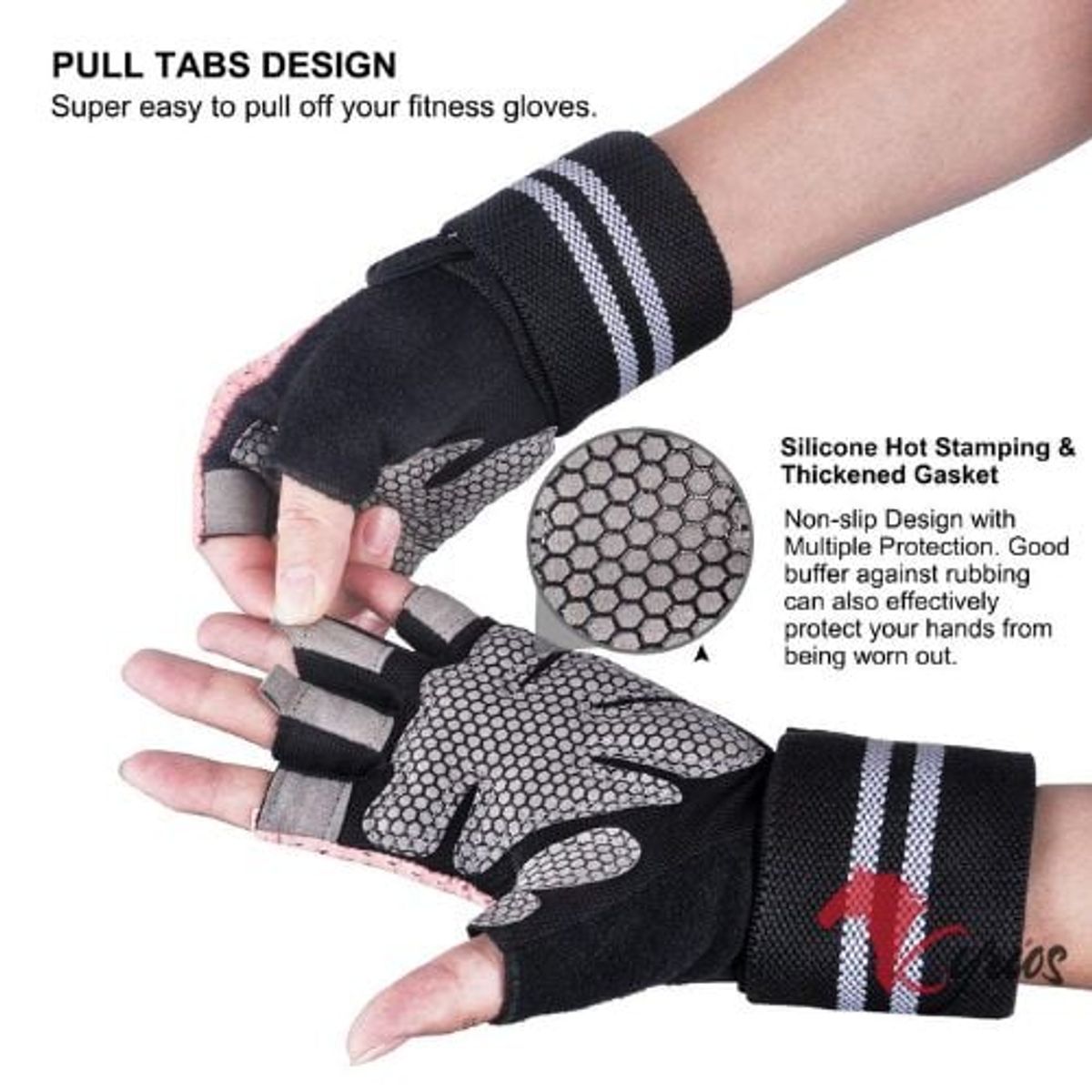 NO LOGO - Guantes Con Muñequera Y Antideslizante Para Entrenamiento