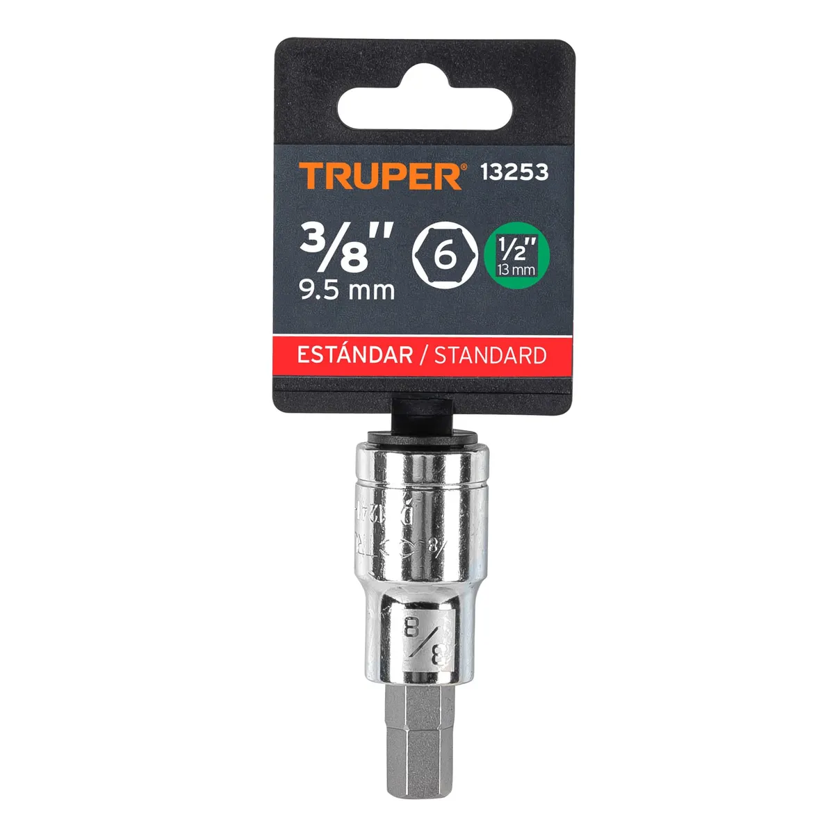 TRUPER - Dado 3/8" Punta Hexagonal Encastre de 1/2" 13253 Truper