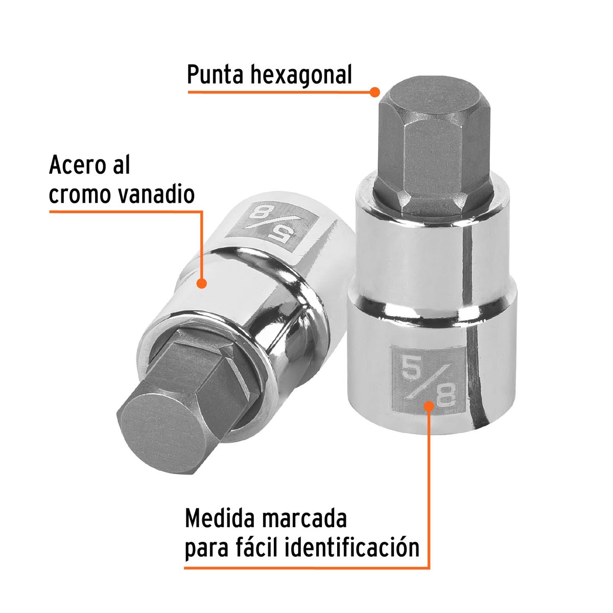TRUPER - Dado 5/8" Punta Hexagonal Encastre de 1/2" 13257 Truper