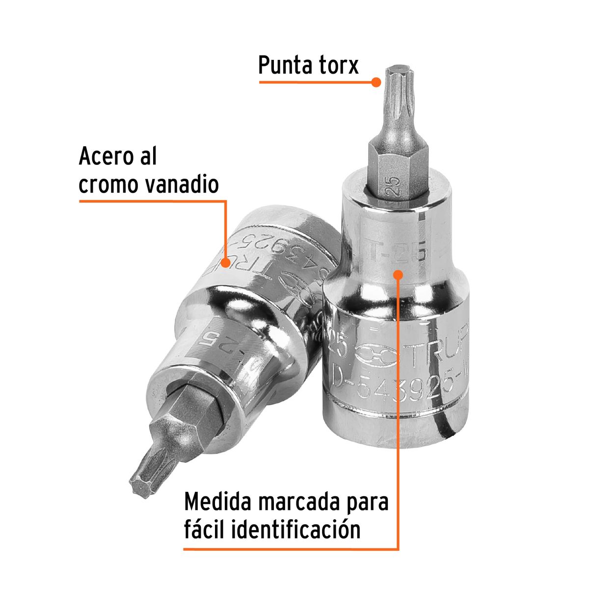 Dado T-25 Torx Punta Encastre de 1/2" 13435 Truper, marca Truper - Foto 2