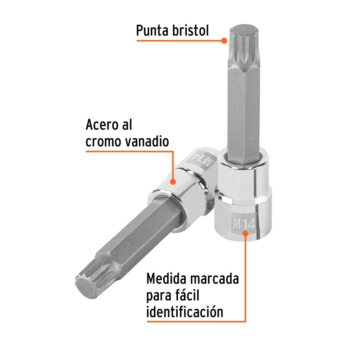 TRUPER - Dado M14 Bristol Punta Larga Encastre de 1/2" 101303 Truper