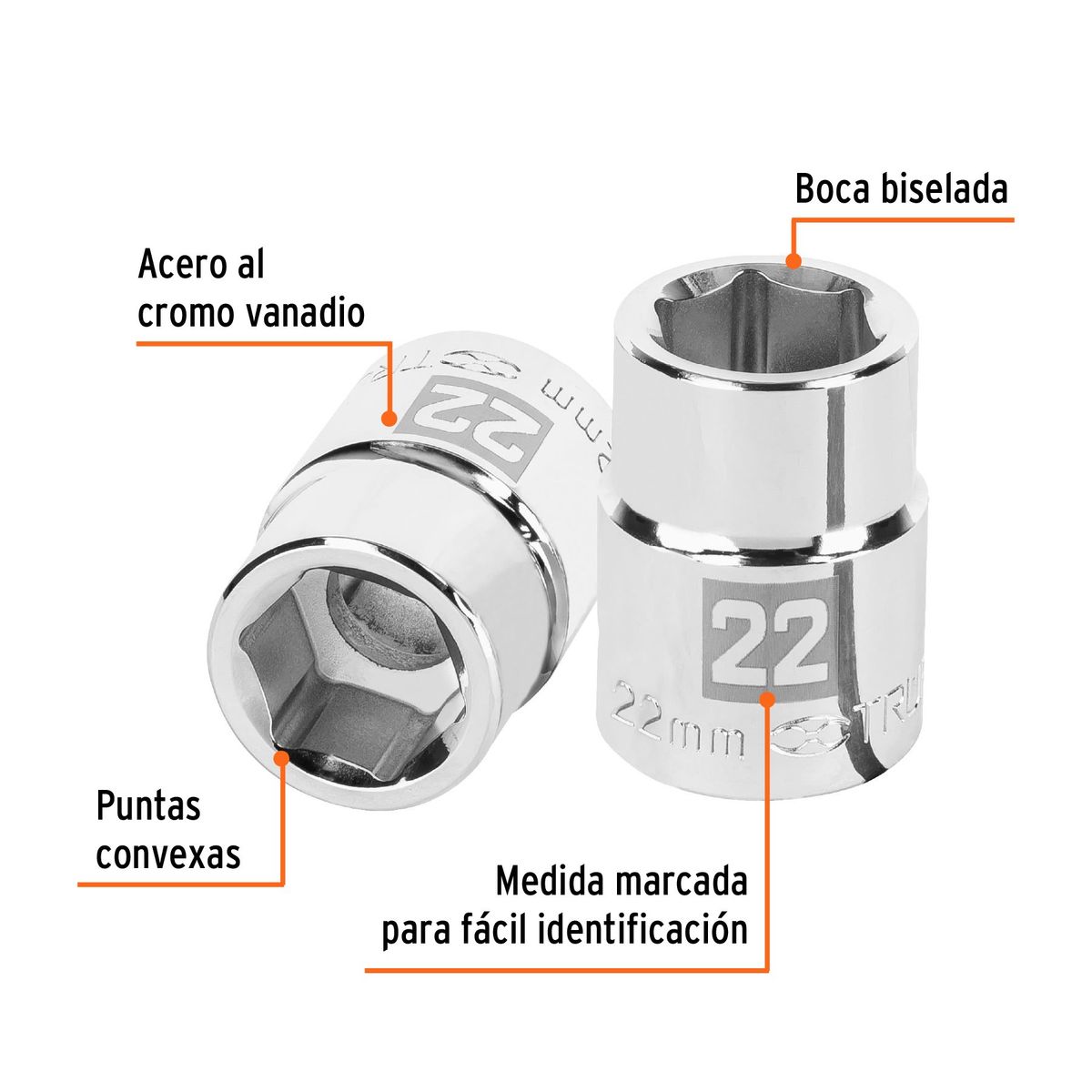 TRUPER - Dado 22mm Hexagonal Encastre de 3/4" 14969 Truper