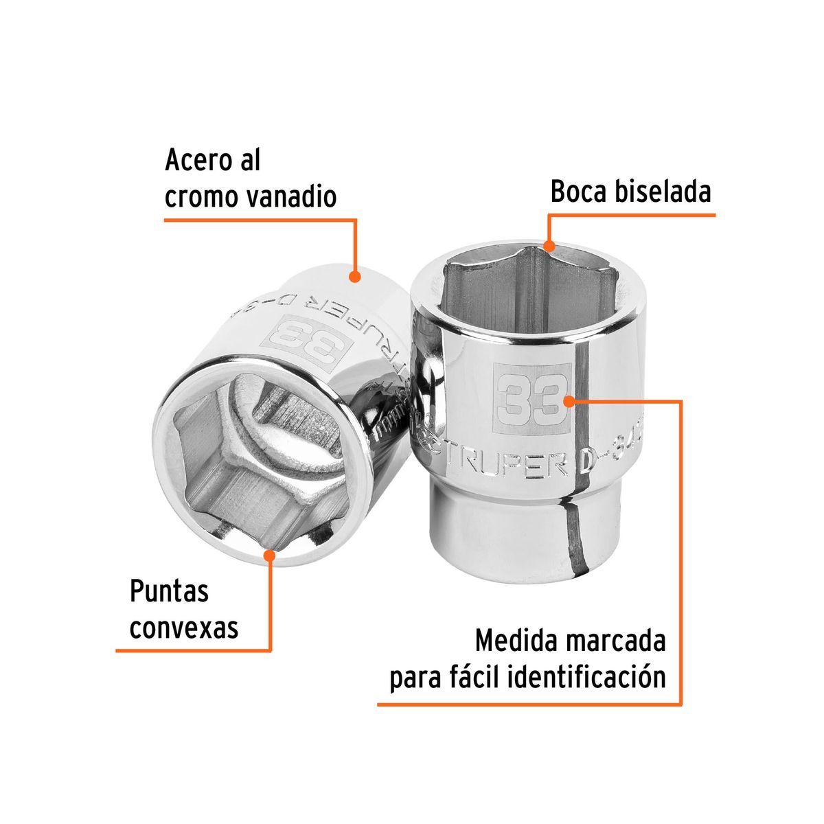 TRUPER - Dado 33mm Hexagonal Encastre de 3/4" 14983 Truper