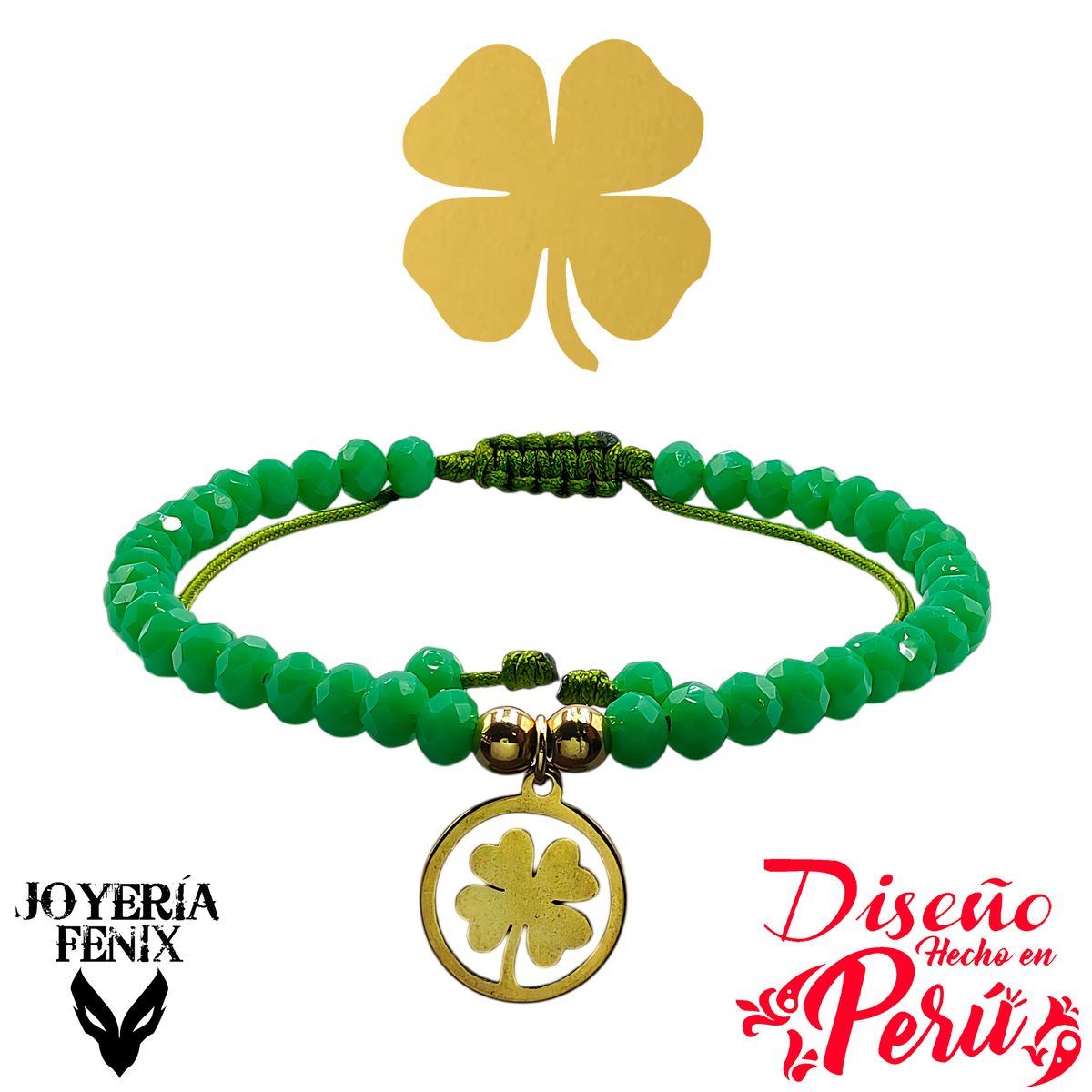 JOYERIA FENIX - Pulsera Trébol Ajustable - Joyería Fénix