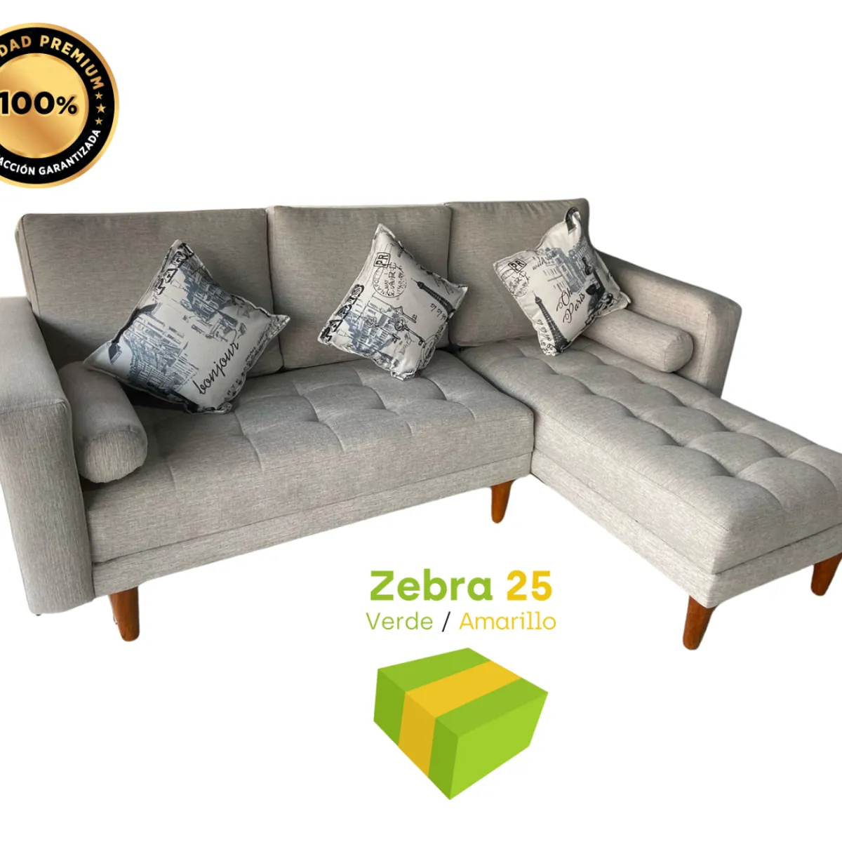 GENERICO - Sofá Mónaco, Seccional 2 piezas - Griss Plata Mate